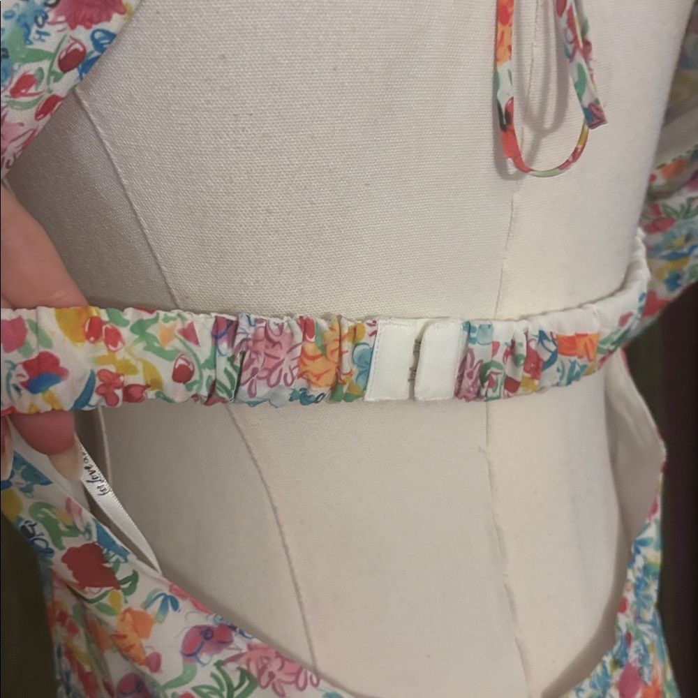 For Love And Lemons Floral Mini Dress with Puff Sleeves, L - Picture 10 of 12